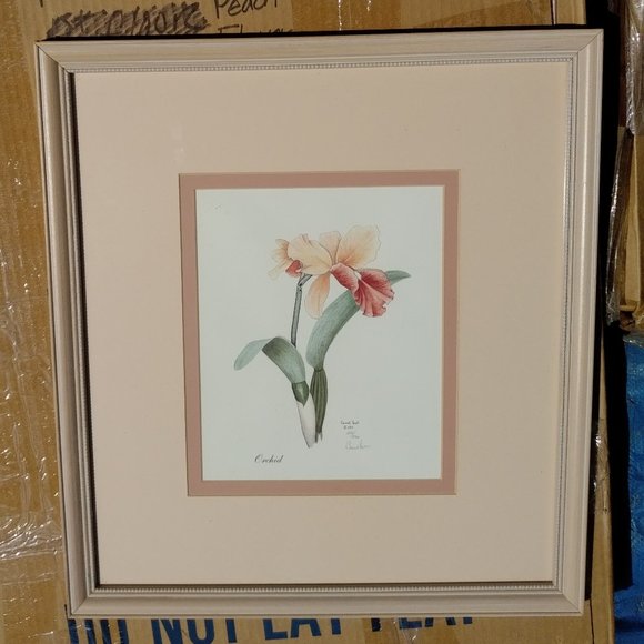 MELON DAFFODIL PRINT WITH TWO MATS IN BEIGE WOOD FRAME - Picture 5 of 5
